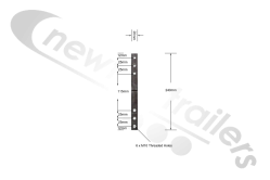 5450001 Cargo Floor CF300 Plank Assembly Strip Finger Bar 240mm Long, 6 Hole, M12 Thread.